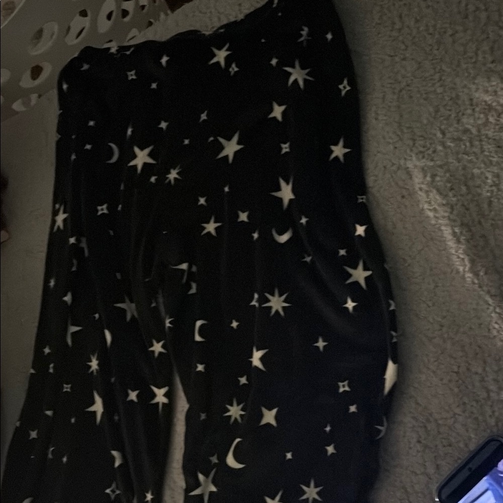 Starry Night Black Women's Straight Pajama Leg Pants